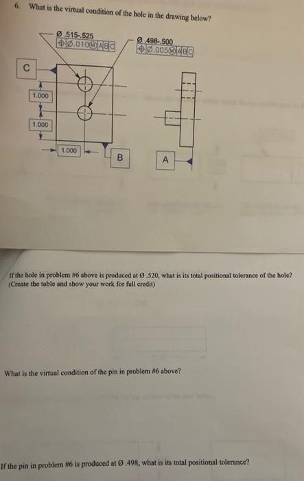 Solved 6. What is the virtual condition of the hole in the | Chegg.com