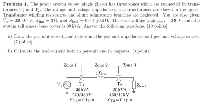 Solved Problem 1. The Power System Below (single Phase) Has 