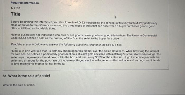 Solved 1. Title Title Before beginning this interactive, you | Chegg.com