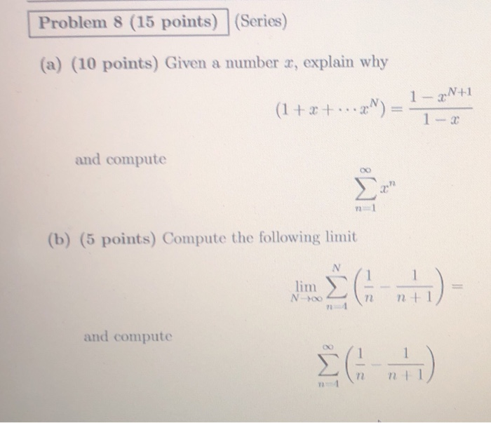 Solved Problem 8 (15 points) (Series) (a) (10 points) Given | Chegg.com