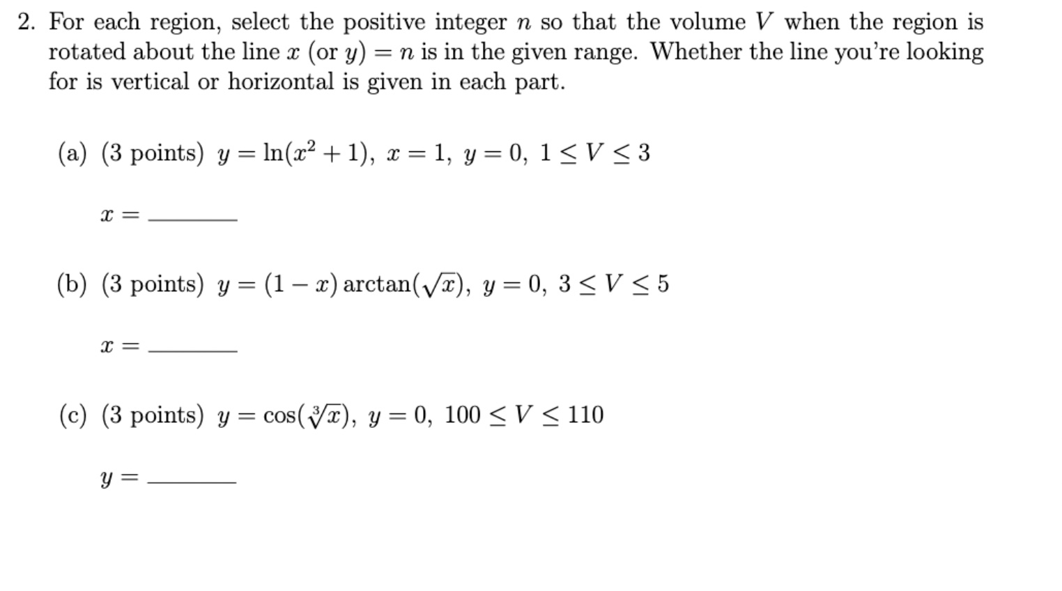 Solved For each region, select the positive integer n so | Chegg.com