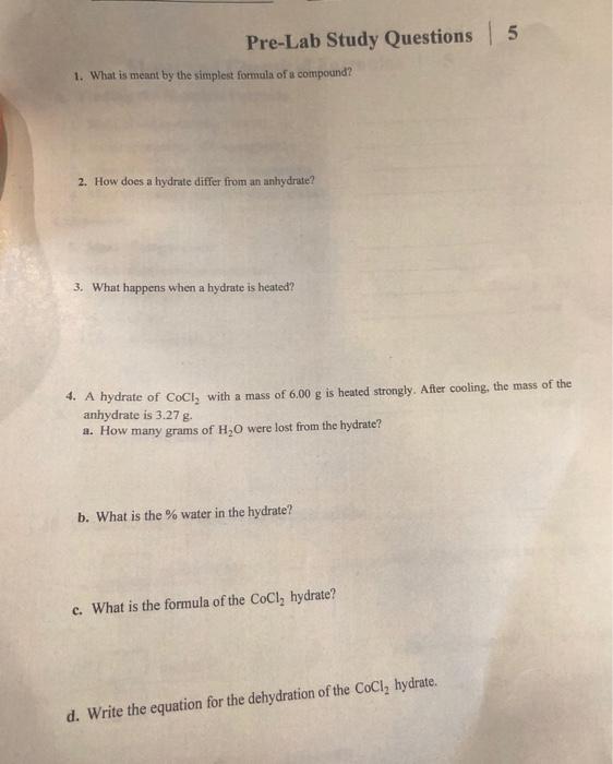 Solved Pre-Lab Study Questions 5 1. What is meant by the | Chegg.com
