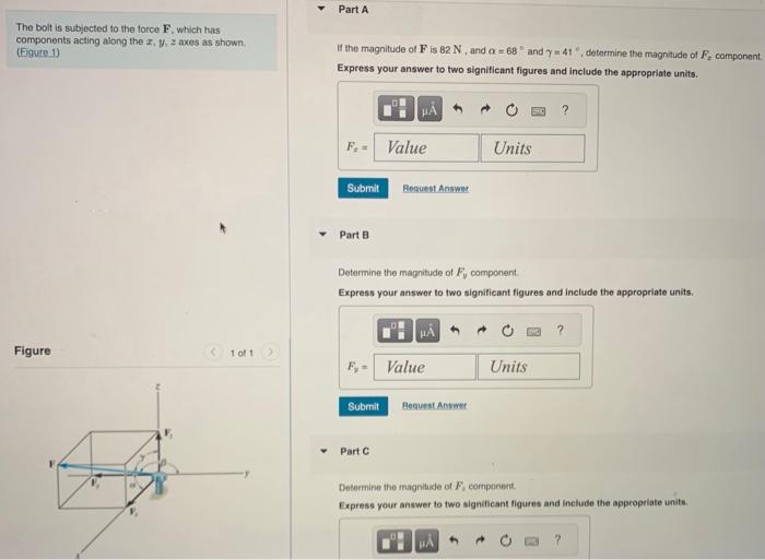Solved The bolt is subjected to the force F, which has