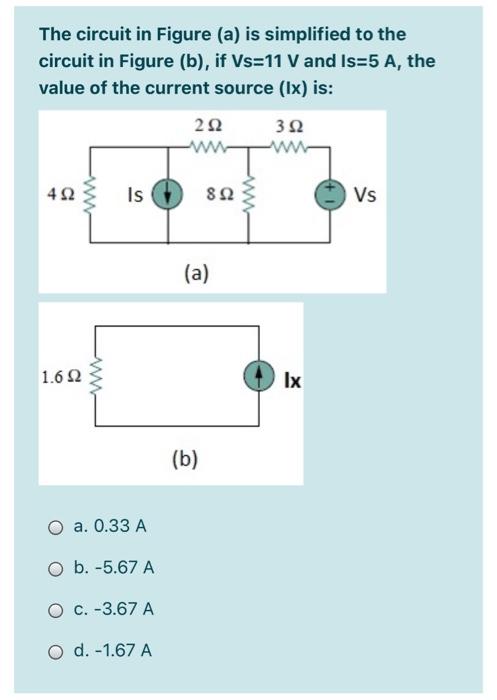 Solved The circuit in Figure (a) is simplified to the | Chegg.com
