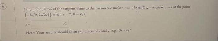 Solved Find an equation of the tangent plane to the | Chegg.com