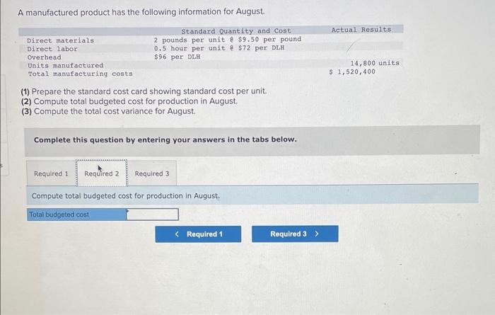 Solved A manufactured product has the following information | Chegg.com