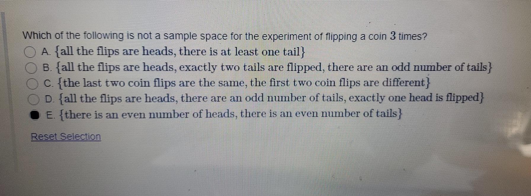 experiment sample space flipping a coin