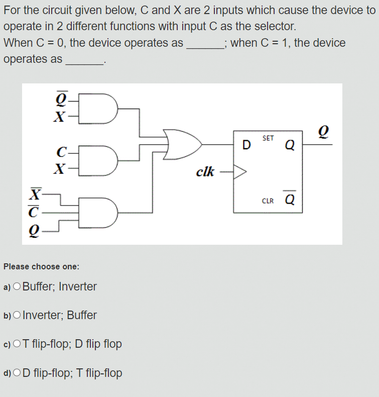 Solved For the circuit given below, C ﻿and x ﻿are 2 ﻿inputs | Chegg.com