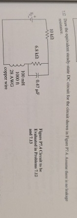 Solved Draw the equivalent steady-state DC circuit for the | Chegg.com