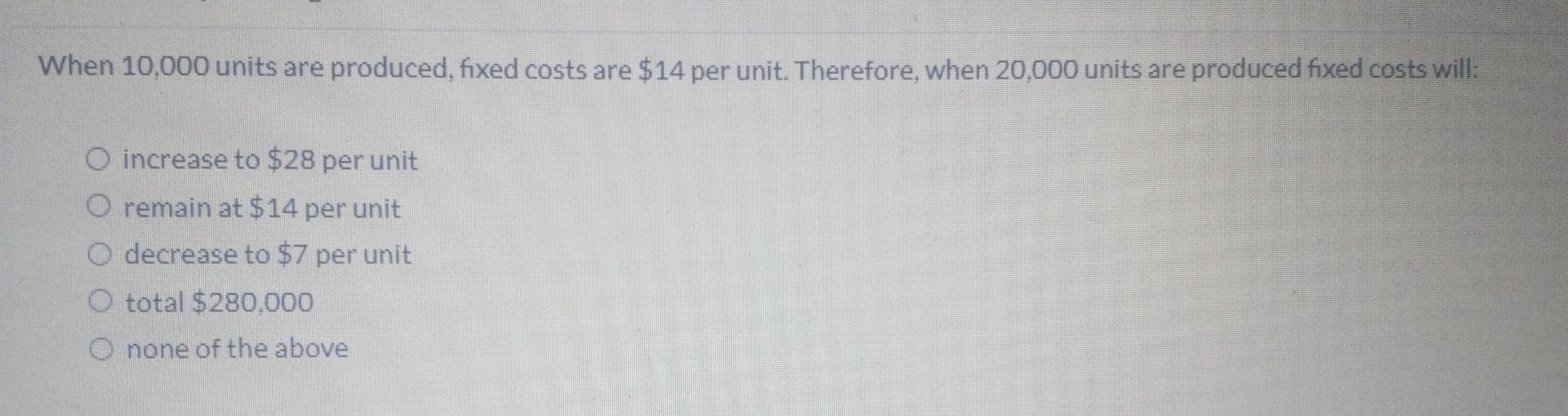 Solved When 10,000 units are produced, fixed costs are $14 | Chegg.com