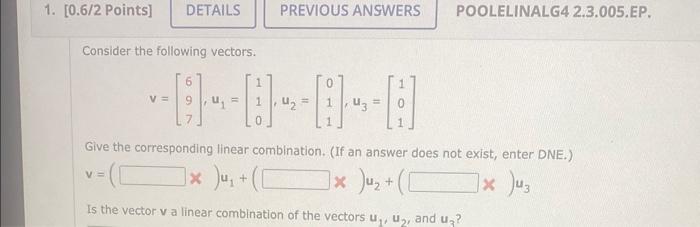 Solved Consider The Following Vectors. | Chegg.com