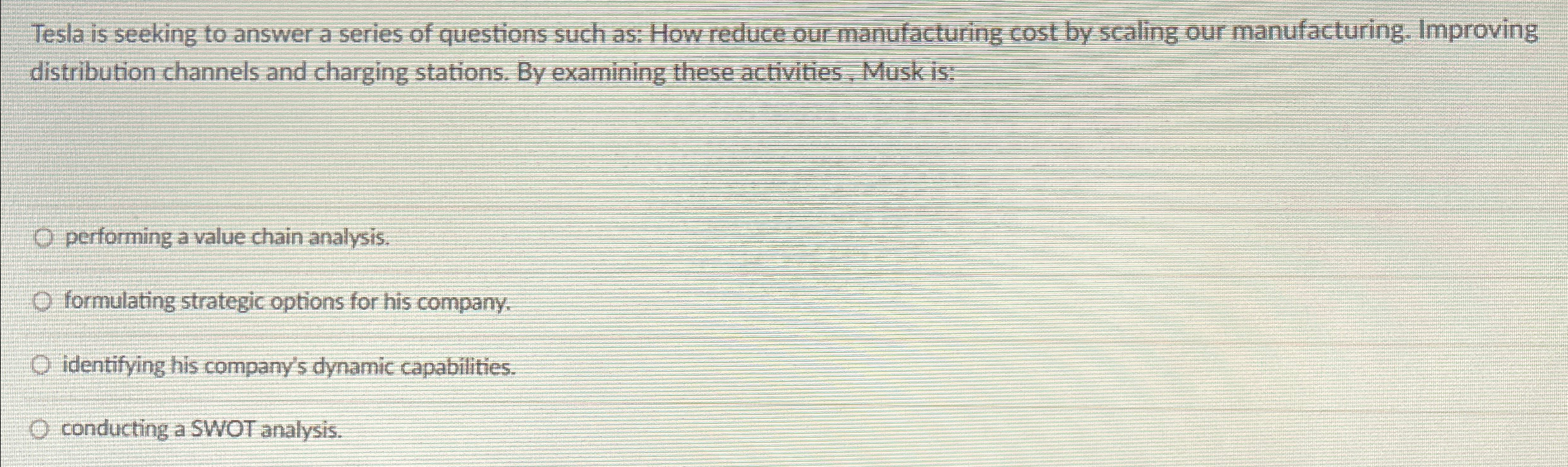 Solved Tesla is seeking to answer a series of questions such | Chegg.com
