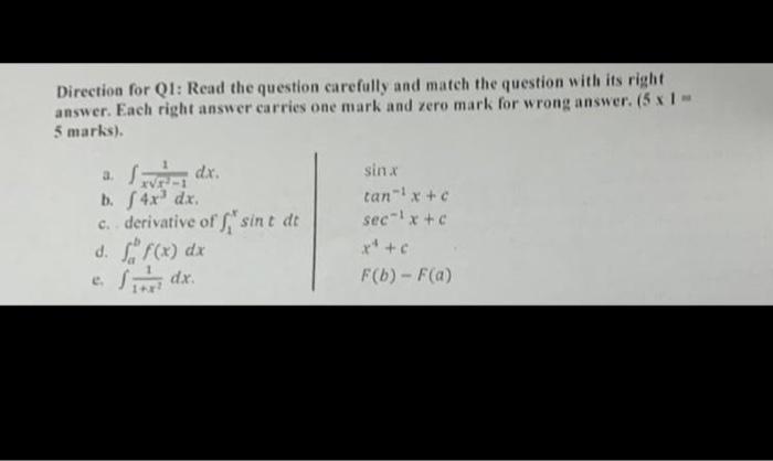 Solved Direction for Q1: Read the question carefully and | Chegg.com