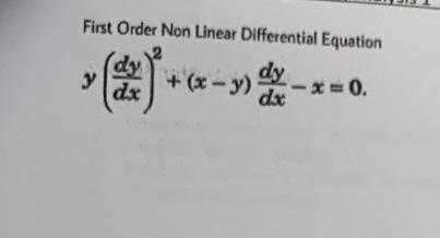 Solved First Order Non Linear Differential Equation | Chegg.com