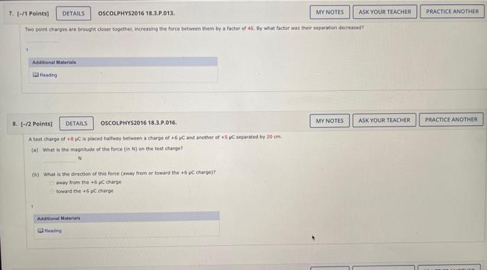 Solved Oscolphys2016 18 3 P 013 Two Point Charges Are