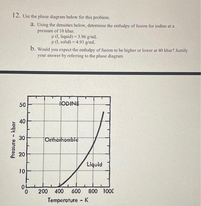 12 Use The Phase Diagram Below For This Problem A Chegg