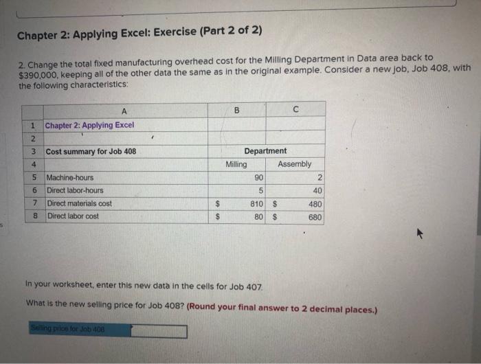 Solved Chapter 2: Applying Excel: Exercise (Part 2 of 2) 2. | Chegg.com