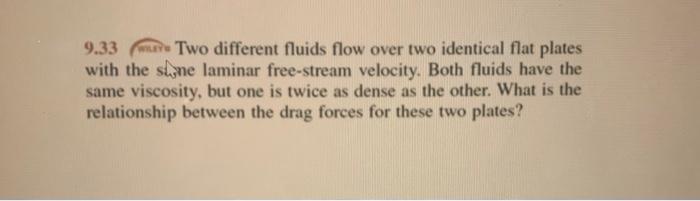 Solved 9.33 Two different fluids flow over two identical | Chegg.com