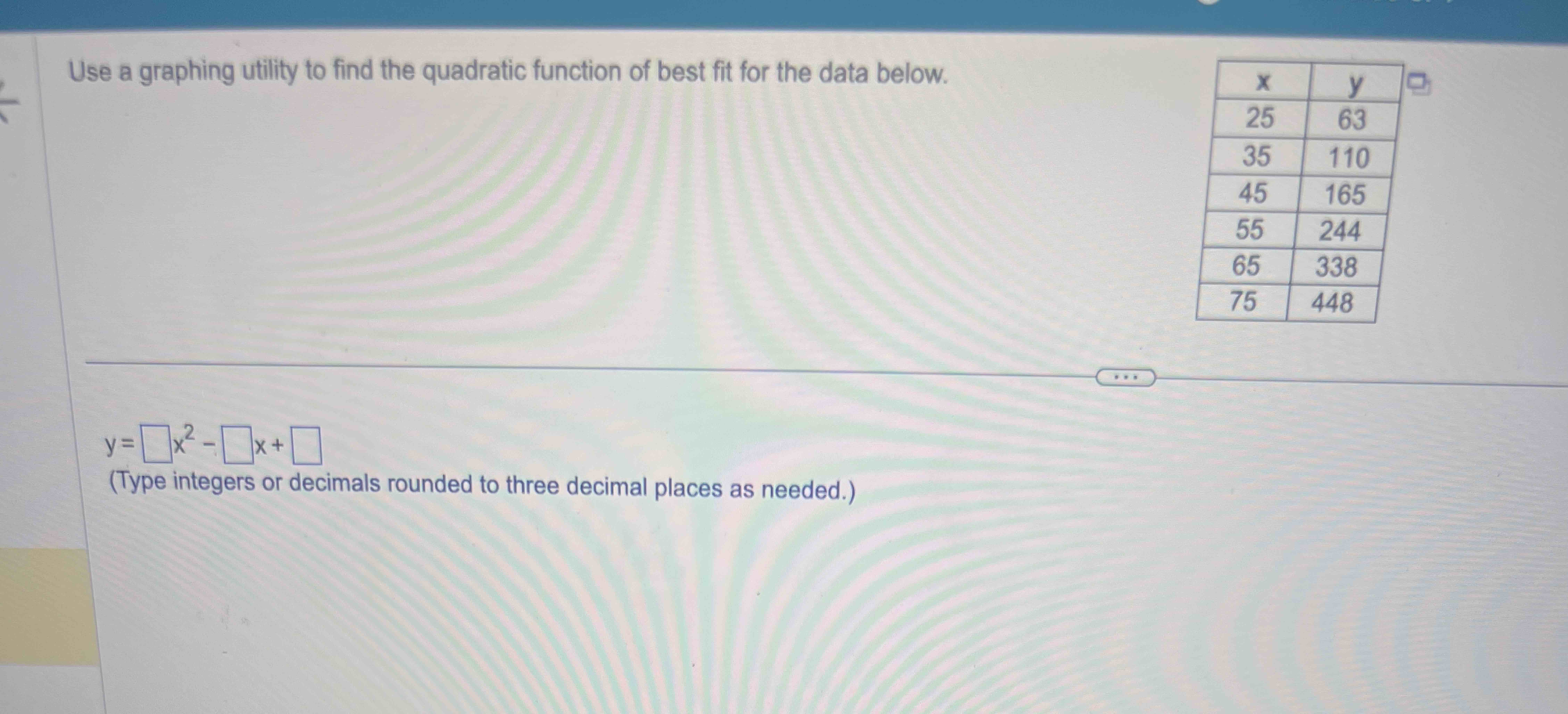 Solved Use a graphing utility to find the quadratic function | Chegg.com