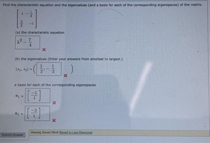 Solved Find the characteristic equation and the eigenvalues | Chegg.com