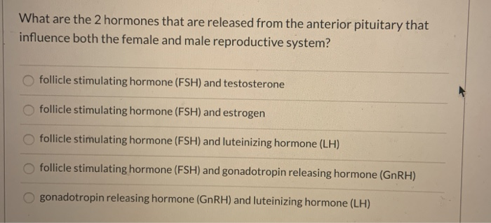 Solved What are the 2 hormones that are released from the | Chegg.com