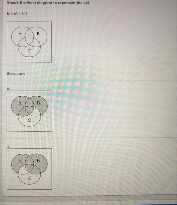 Solved Shade The Venn Diagram To Represent The Set. BU (An | Chegg.com