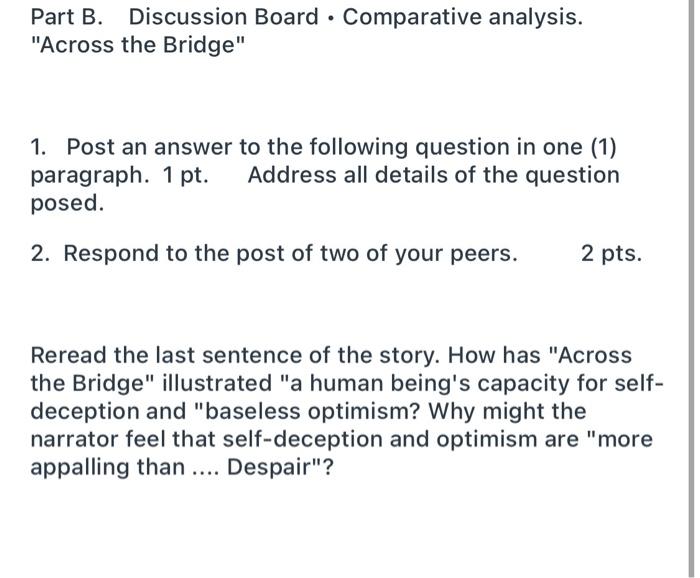 . Part B. Discussion Board · Comparative Analysis. | Chegg.com