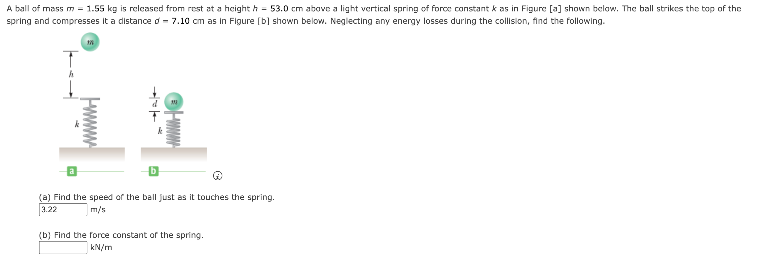 Solved spring and compresses it a distance d=7.10cm ﻿as in | Chegg.com