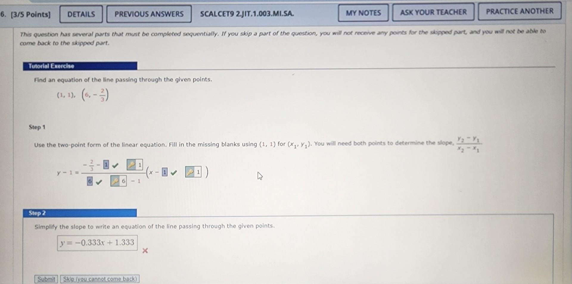Solved Find an equation of the line passing through the | Chegg.com