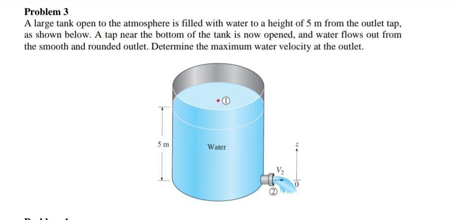 Solved Problem 3A large tank open to the atmosphere is | Chegg.com