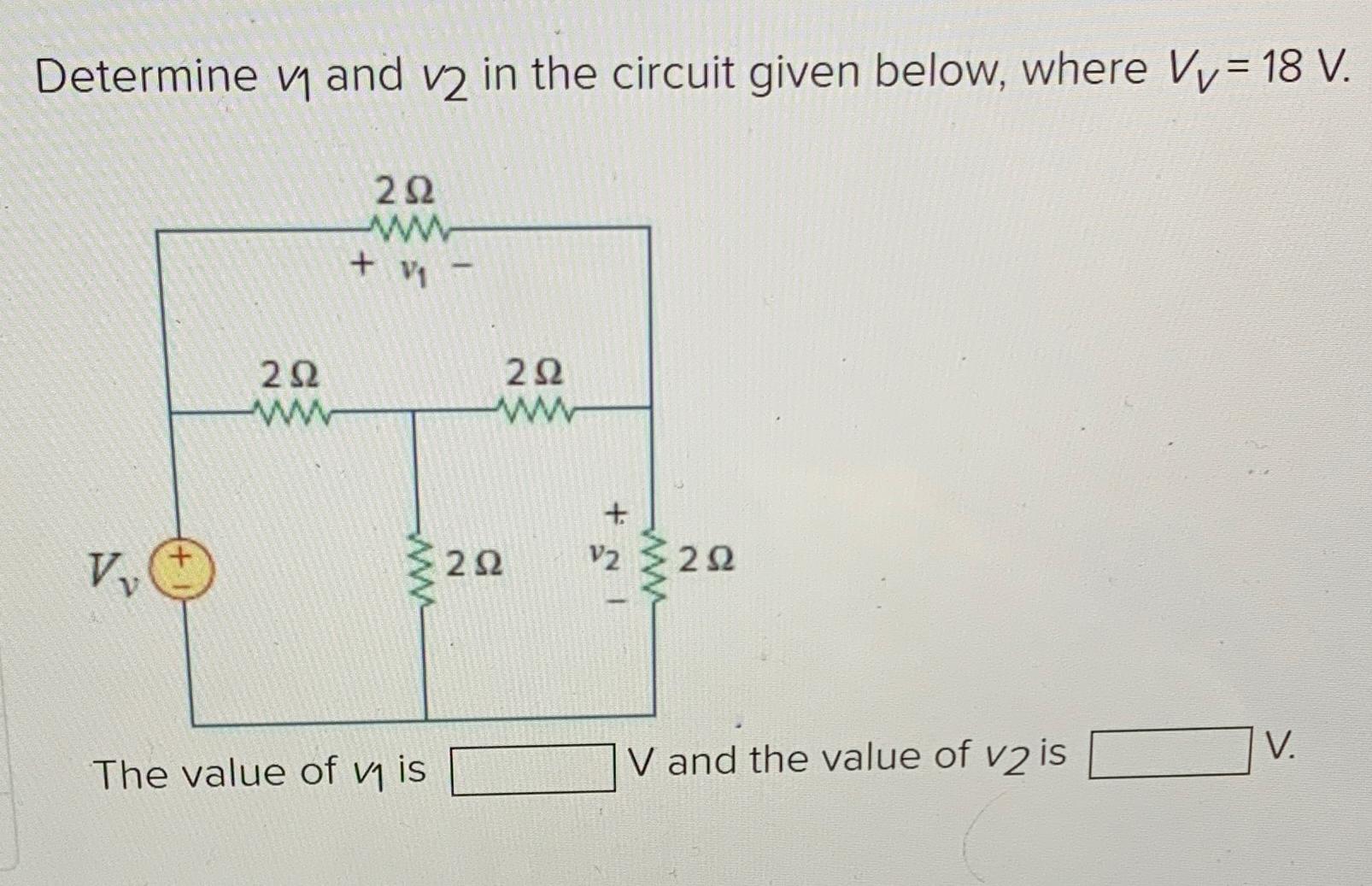 Solved Determine V_(1) And V_(2) In The Circuit Given Below, | Chegg.com