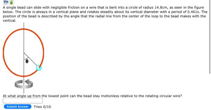 Solved A Single Bead Can Slide With Negligible Friction On A Chegg Com