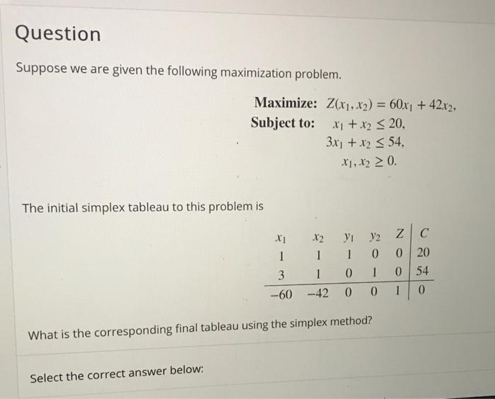 Solved Question Suppose we are given the following | Chegg.com