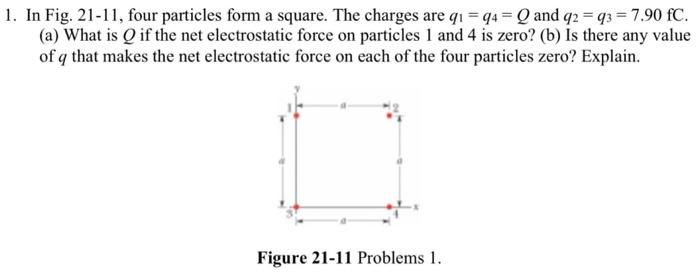 Solved 1 In Fig 21 11 Four Particles Form A Square The 1965