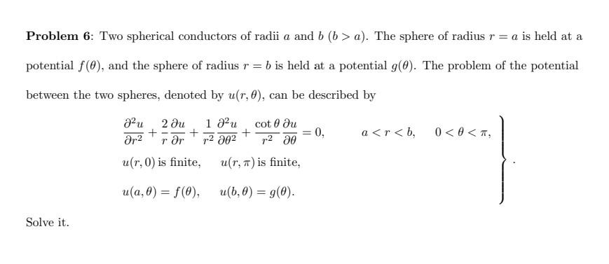 Solved Problem 6: Two Spherical Conductors Of Radii A And B | Chegg.com