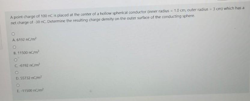 Solved A point charge of 100 nC is placed at the center of a | Chegg.com