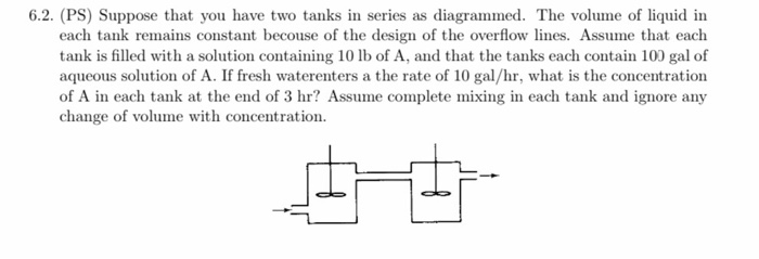 Solved 6.2. (PS) Suppose that you have two tanks in series | Chegg.com