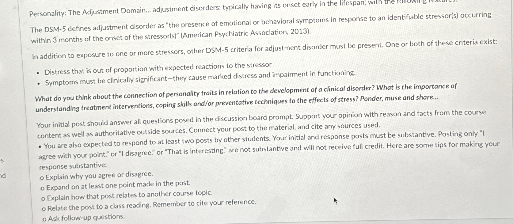 Solved Personality The Adjustment Domain... adjustment