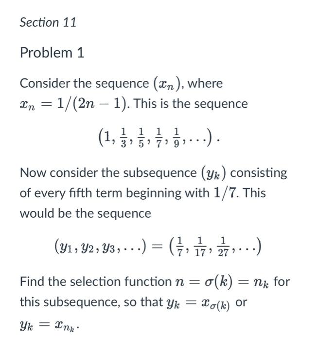 Solved Consider the sequence (xn), where xn=1/(2n−1). This | Chegg.com