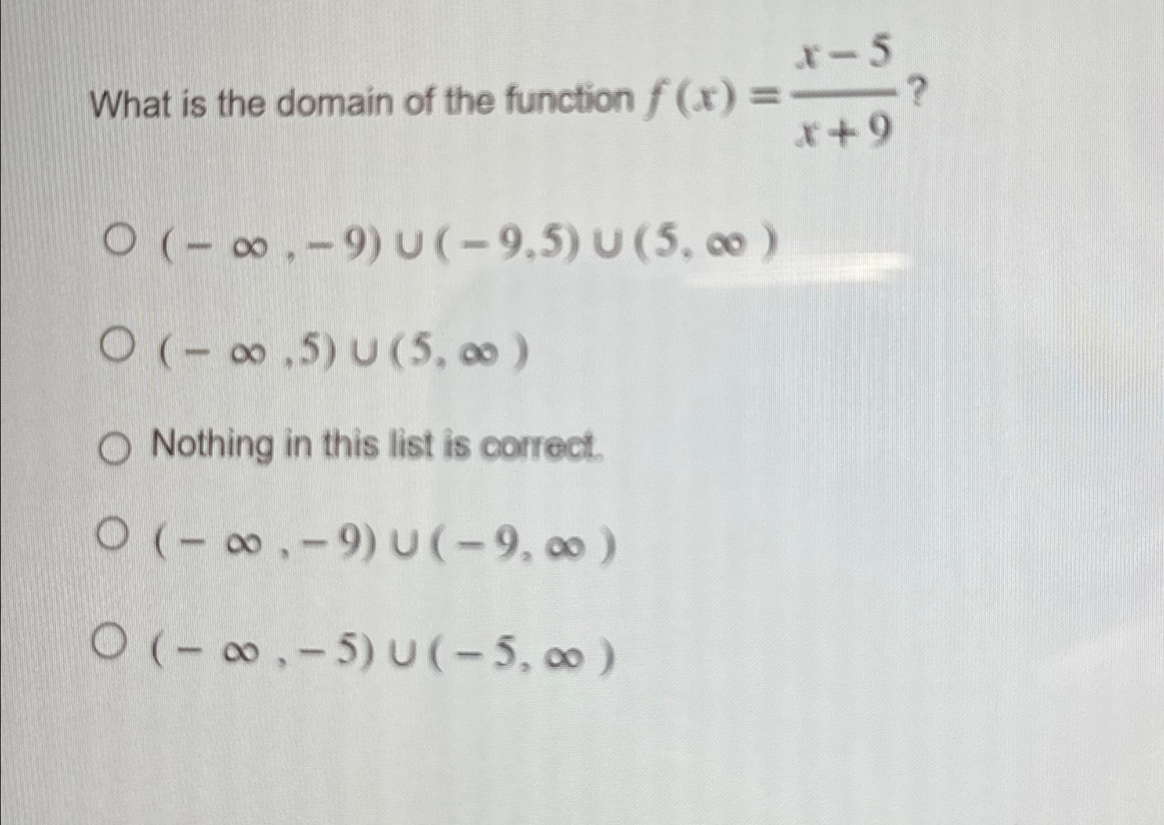 Solved What is the domain of the function | Chegg.com