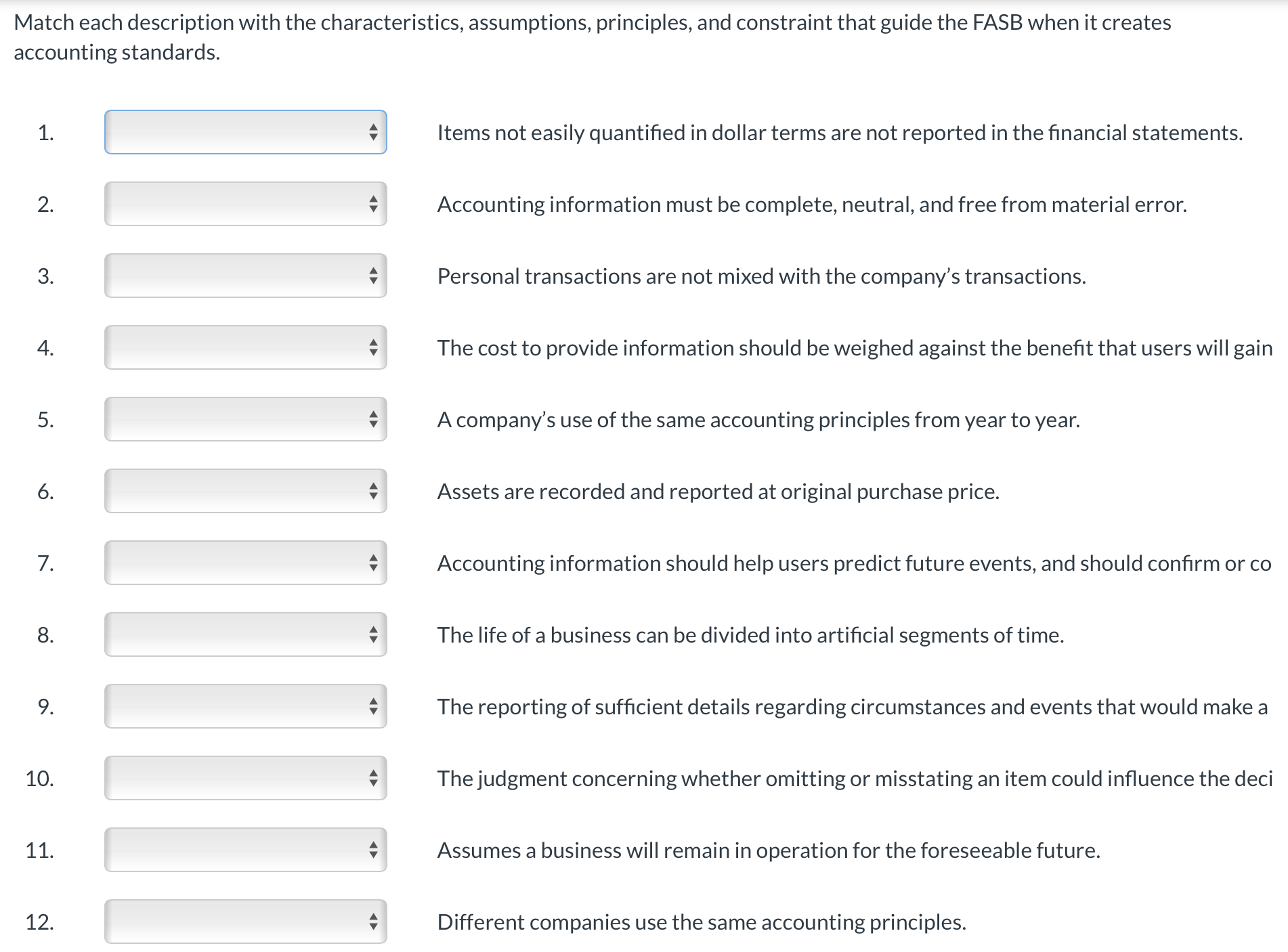 Solved Match each description with the characteristics, | Chegg.com