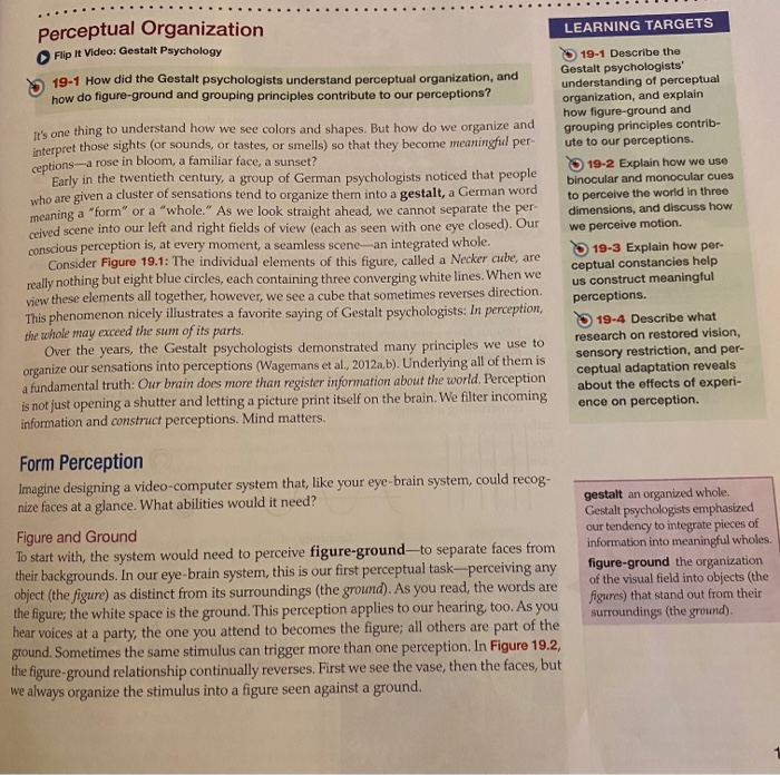 Solved Describe Gestalt Psychologists Understanding Of P Chegg Com