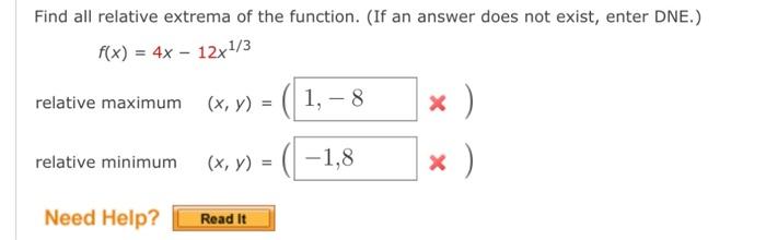 Solved Find all relative extrema of the function. (If an | Chegg.com