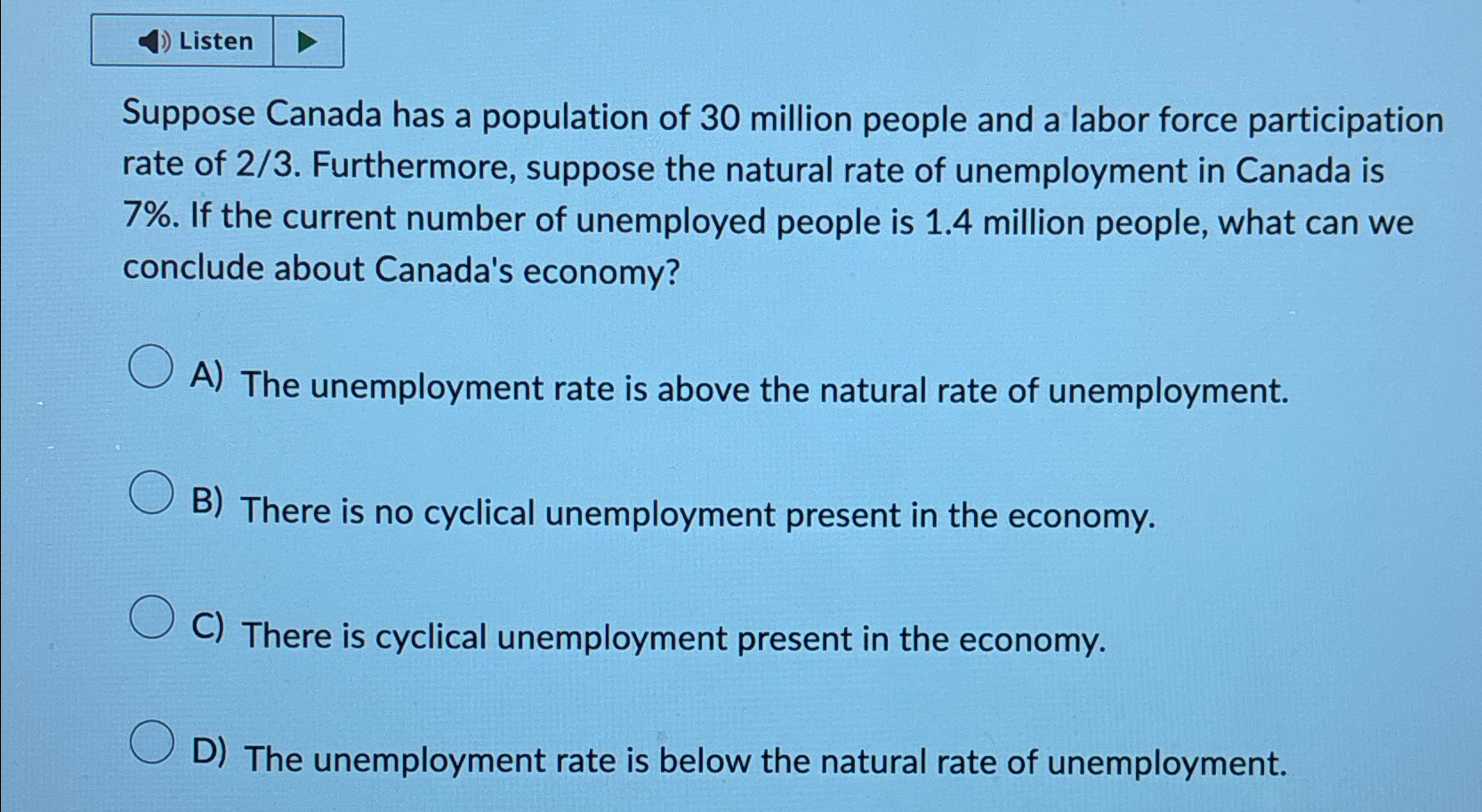 Solved ListenSuppose Canada Has A Population Of 30 ﻿million | Chegg.com