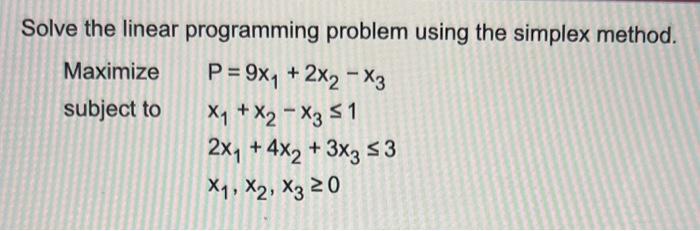 Solved Solve the linear programming problem using the | Chegg.com