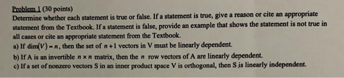 Solved Problem 1(30 points) Determine whether each statement | Chegg.com
