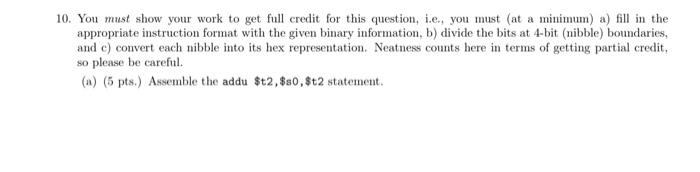 Solved 10. You must show your work to get full credit for | Chegg.com