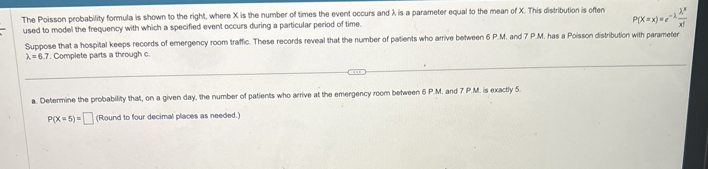Solved The Poisson probability formula is shown to the | Chegg.com