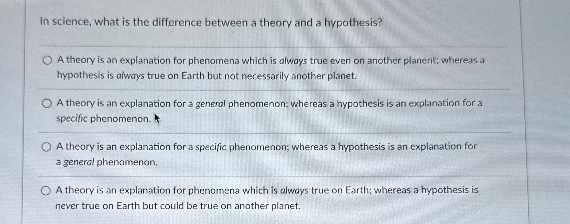 Solved In science, what is the difference between a theory | Chegg.com