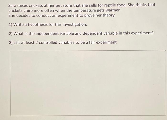 Solved Sara raises crickets at her pet store that she sells